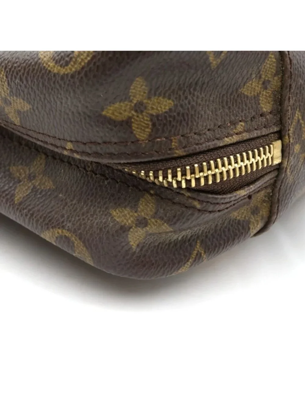 Louis Vuitton Monogram Shoulder Bag Brown Leather Gold